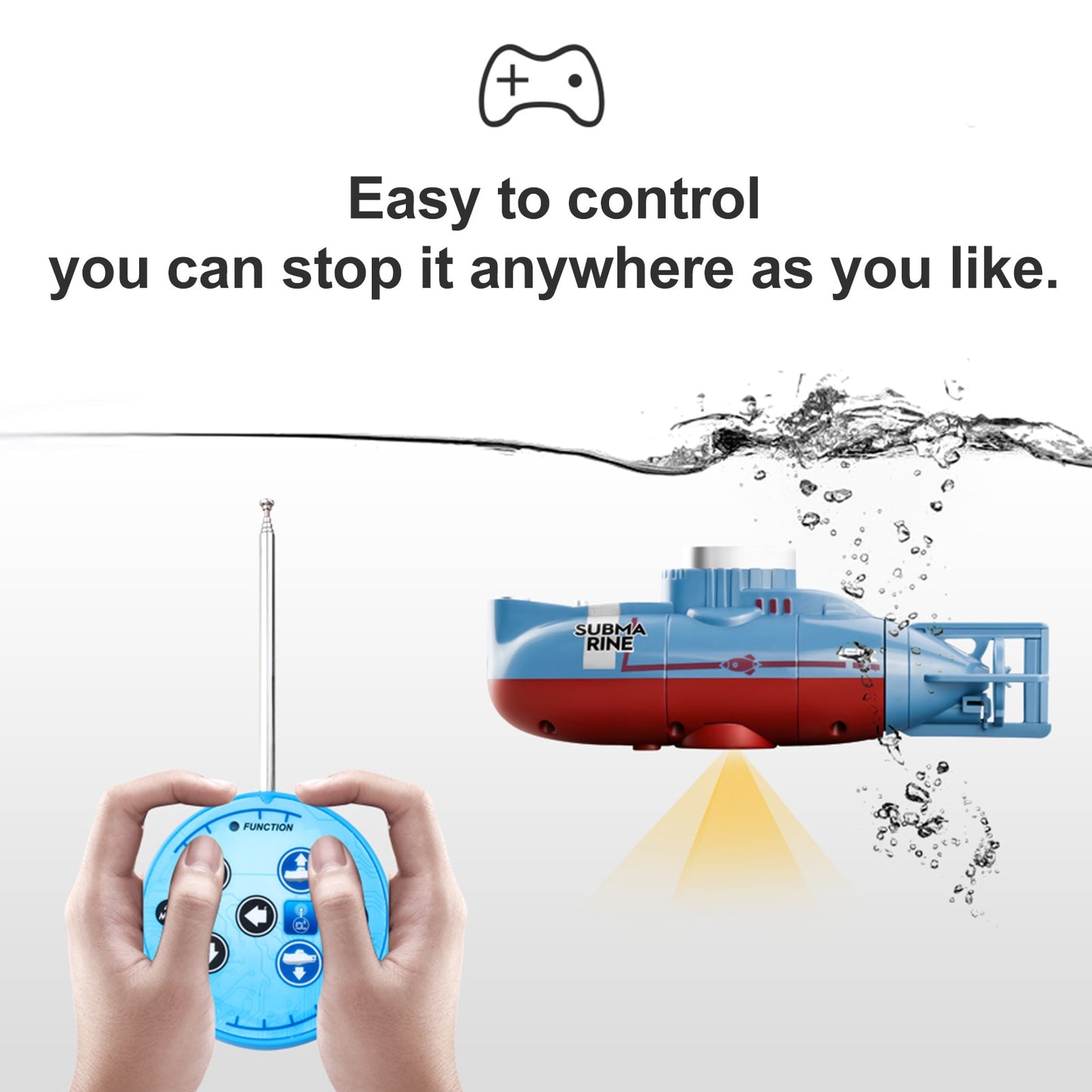 Mini Rc Boat Submarine, 0.1M/s Speed, Remote Control Boat, Waterproof Diving Toy