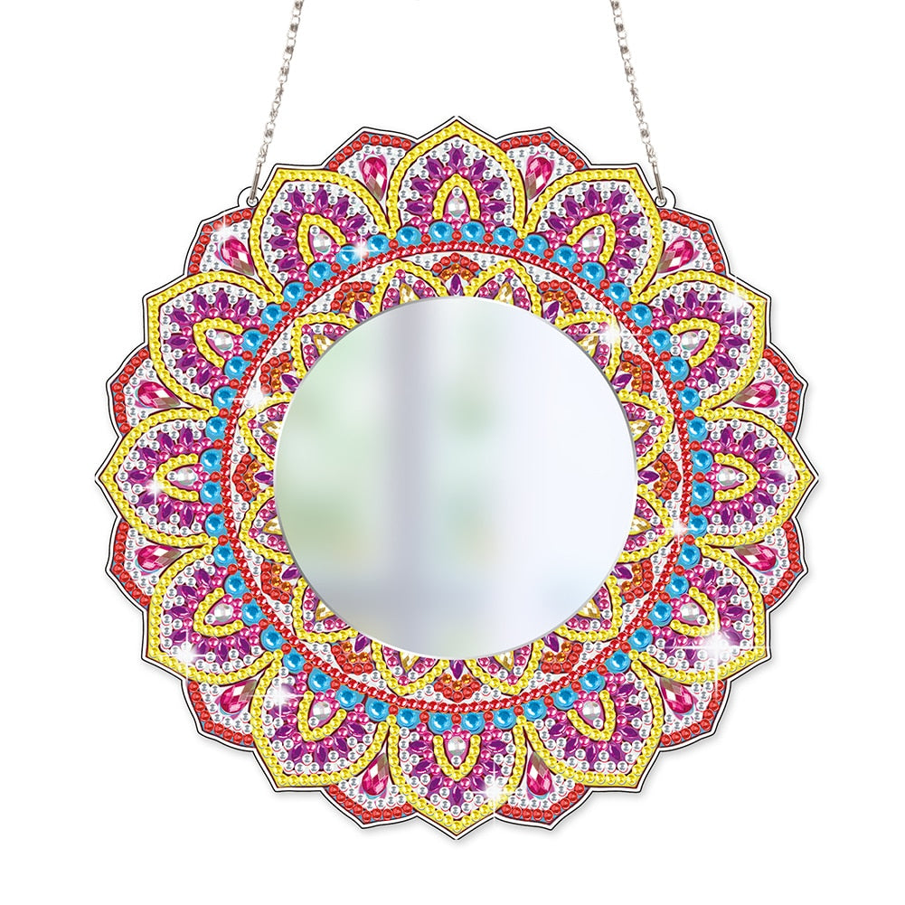 DIY Crystal Diamond Mirror Diamond Painting. Portable Hanging Mirror Art Craft Kits for Adult and Kids