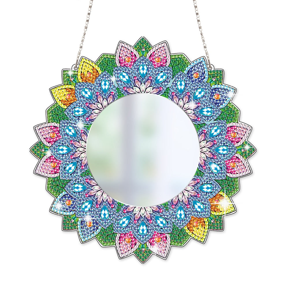 DIY Crystal Diamond Mirror Diamond Painting. Portable Hanging Mirror Art Craft Kits for Adult and Kids