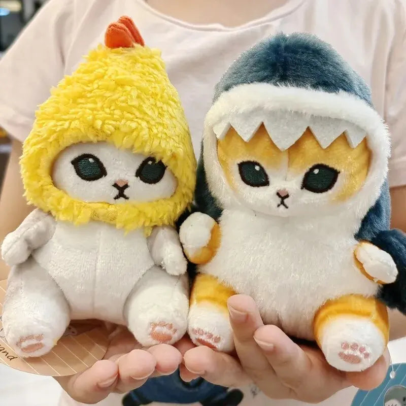 12cm Cartoon Shark, Fried Shrimp Kitty Cat Plush Doll