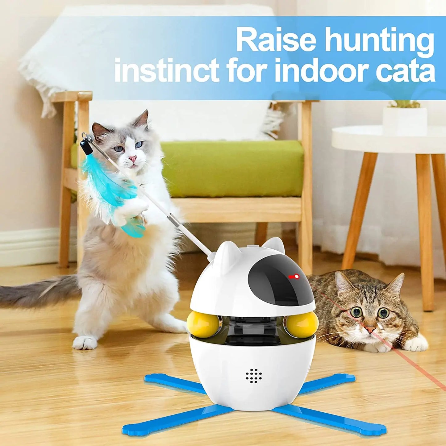 ATUBAN Interactive Cat Toys, 4-in-1 Cat Feather, Laser, Interactive, indoor use only