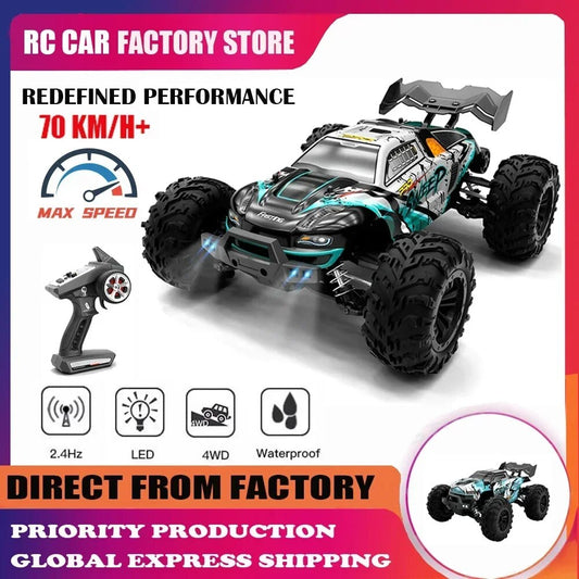 1:16 70KM/H 4WD RC Car With Led Lights 2.4G Radio High Speed for Off-Road