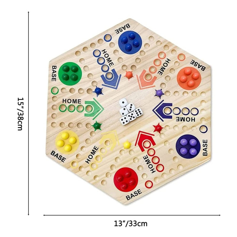 Wooden Aggravation Board Game Set with 6 Dice 6 Color Marbles Interactive Classic Family Game for Adult Indoor Gathering