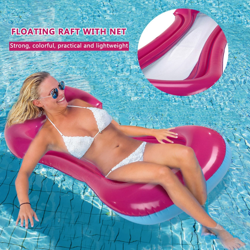 PVC Inflatable Floating Bed. Back allows air to circulate. Air Lounger Summer Water Sports Toys