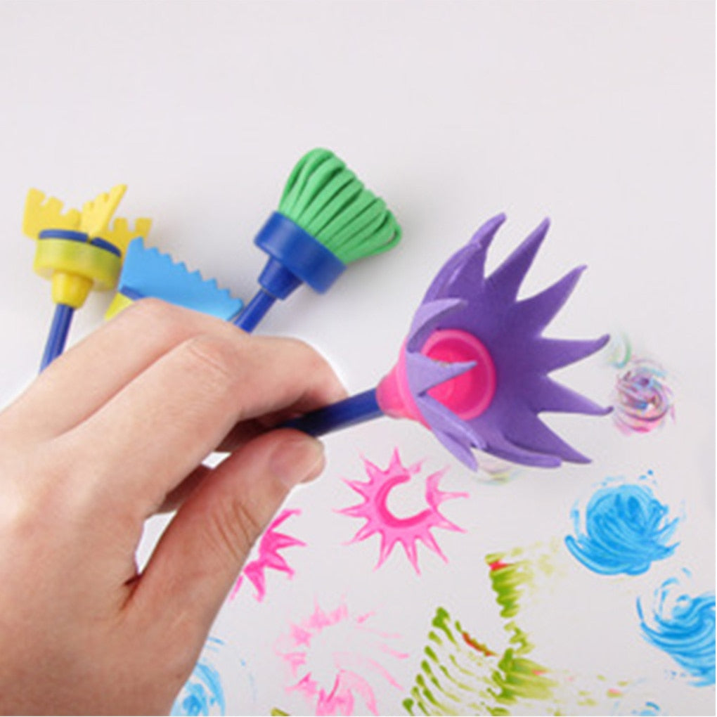 44 piece Sponge Brushes Kit With Smock for Painting - toysforparents