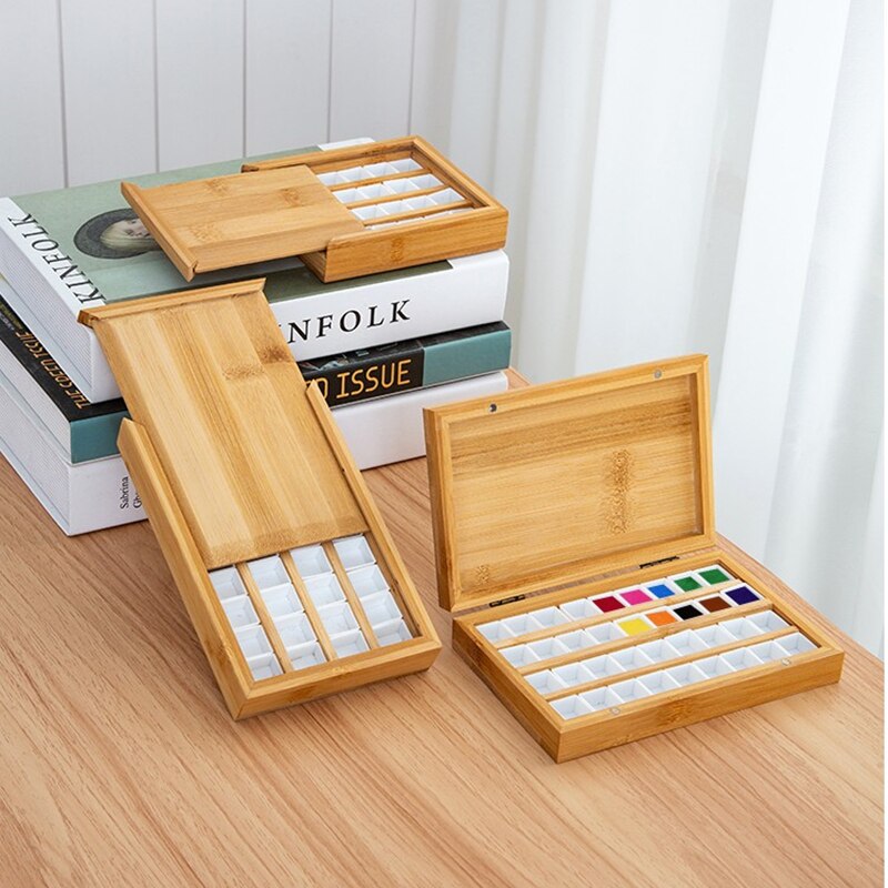 24 grid & 36 grid watercolor bamboo paint box - toysforparents